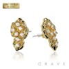 PAIR OF 18K GOLD PLATED INGOT CENTERED SHAPE NUGGET EARRINGS